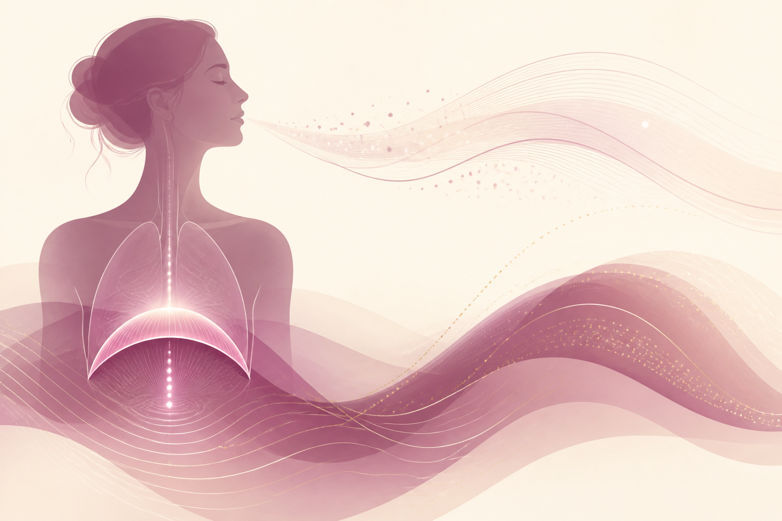 Illustration: Zwerchfell und Atemrhythmus in sanften Kurven