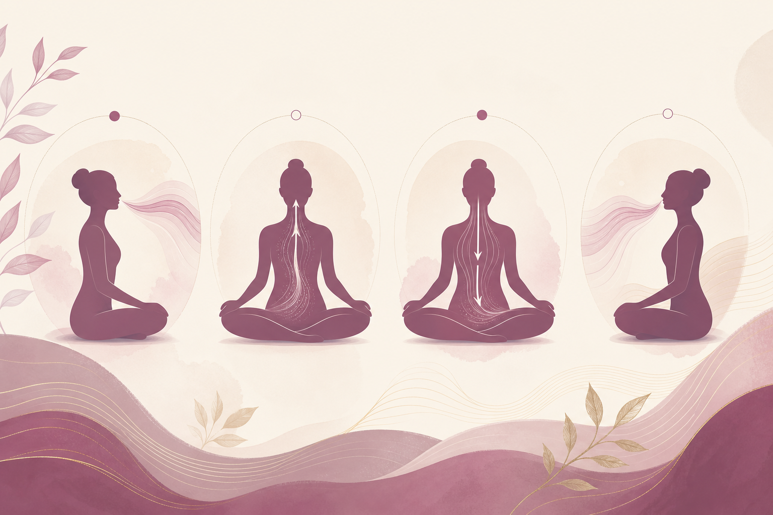 Illustration: ruhige Übungspause mit Atemlinien